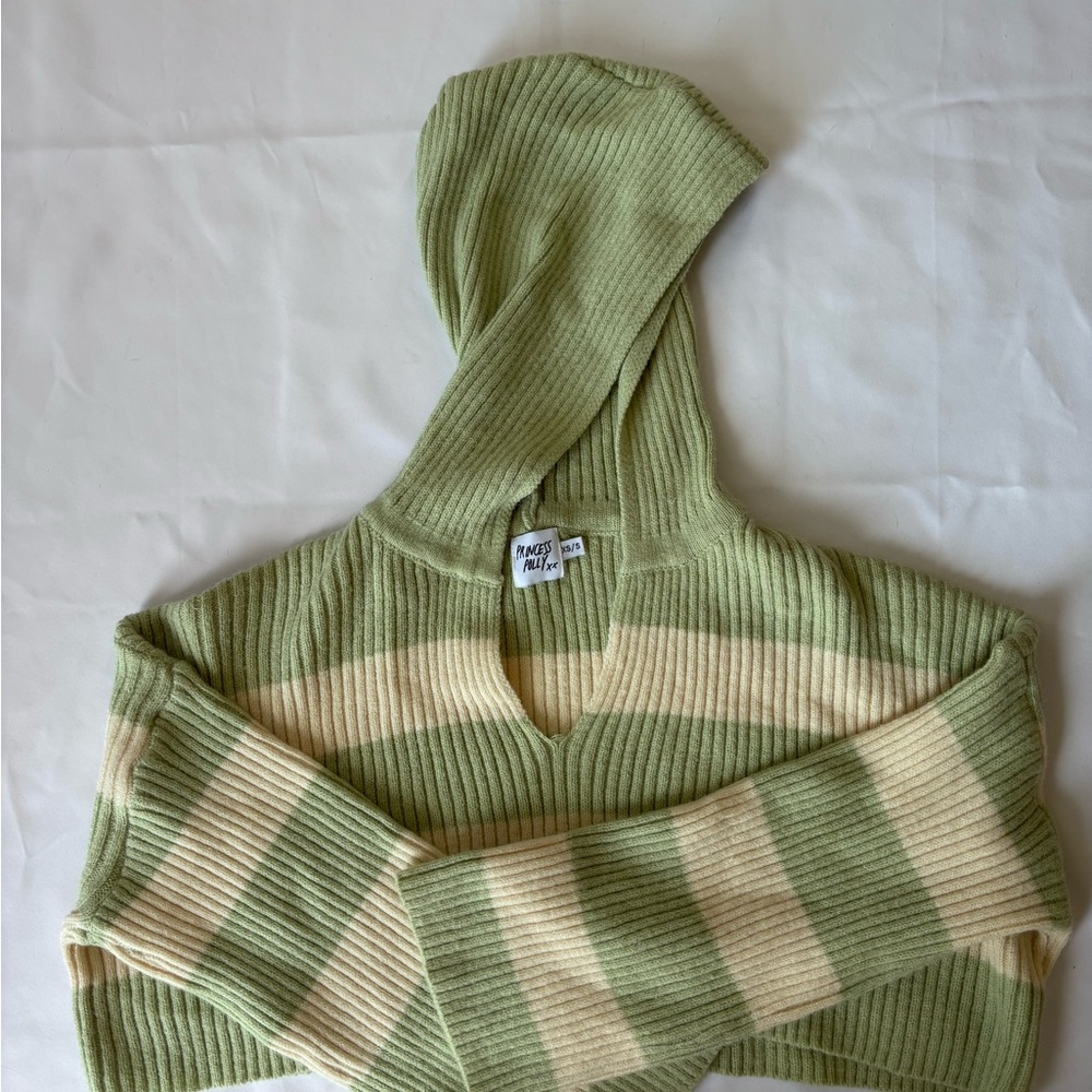 Princess Polly Mint and Cream V-Neck Sweater